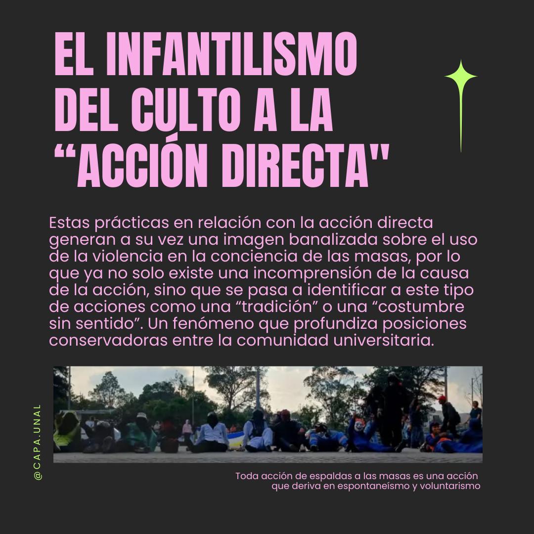 CAPAUNAL's tweet photo. Del infantilismo en el uso de la violencia y el pacifismo burgués 🚩 
¿Cómo abordar la acción directa en el repertorio del movimiento estudiantil? https://t.co/ENpZXTJczk