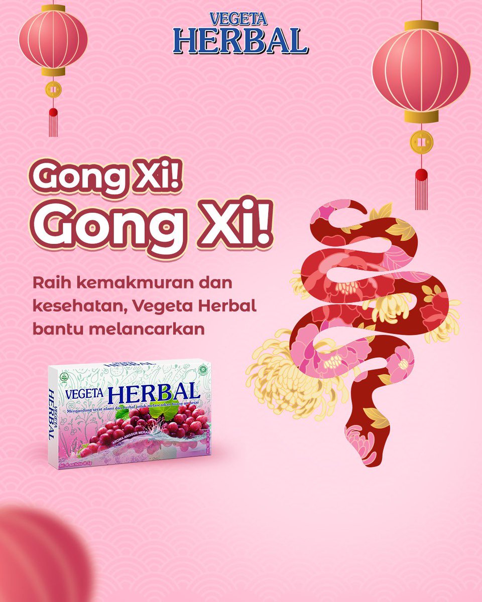 Selamat merayakan Imlek, V'riends!
Semoga tahun ular kayu ini jadi tahunmu yang paling bersinar. Yuk, mulai dari pencernaan yang sehat dengan Vegeta Herbal. Formula extra herbalnya bantu lancarkan pencernaan tanpa nyeri berlebih.

#SeratnyaAlamiBABLancarTiapHari