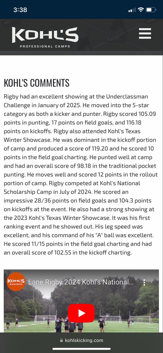 LaneRigby_07's tweet image. I'm excited to announce that I’m officially a 5⭐️ kicker and 5⭐️ punter! I’m ranked #1 in TX and #9 in the nation as a kicker, and also #1 in TX and #9 nationally as a punter.
@KohlsKicking @KohlsHighlights @Coach_Radke