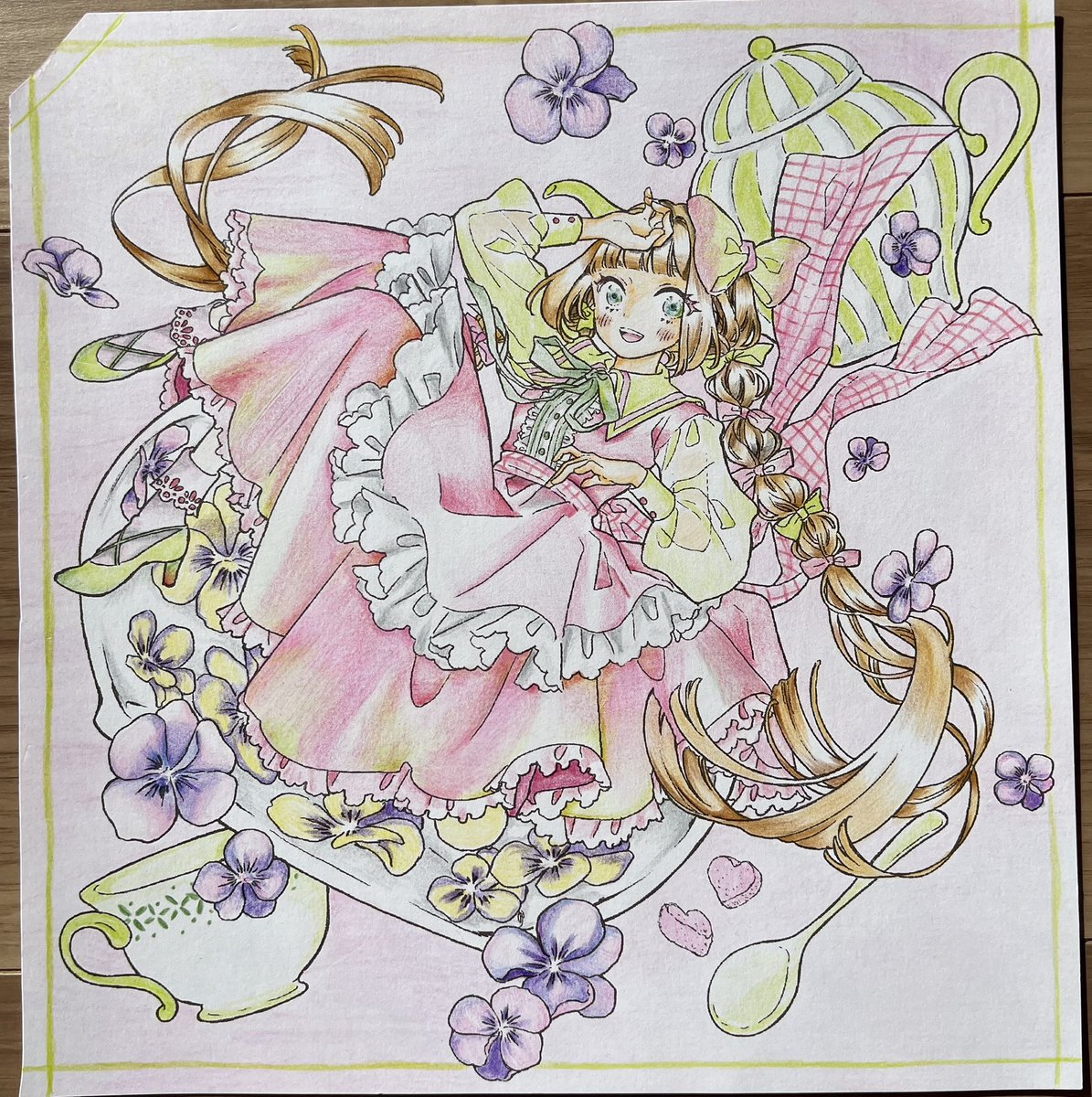 完成。かわいいなぁ。ピンク普段中々塗らないから難しかったけど楽しかった(∩´∀`∩)💕

 #大人の塗り絵