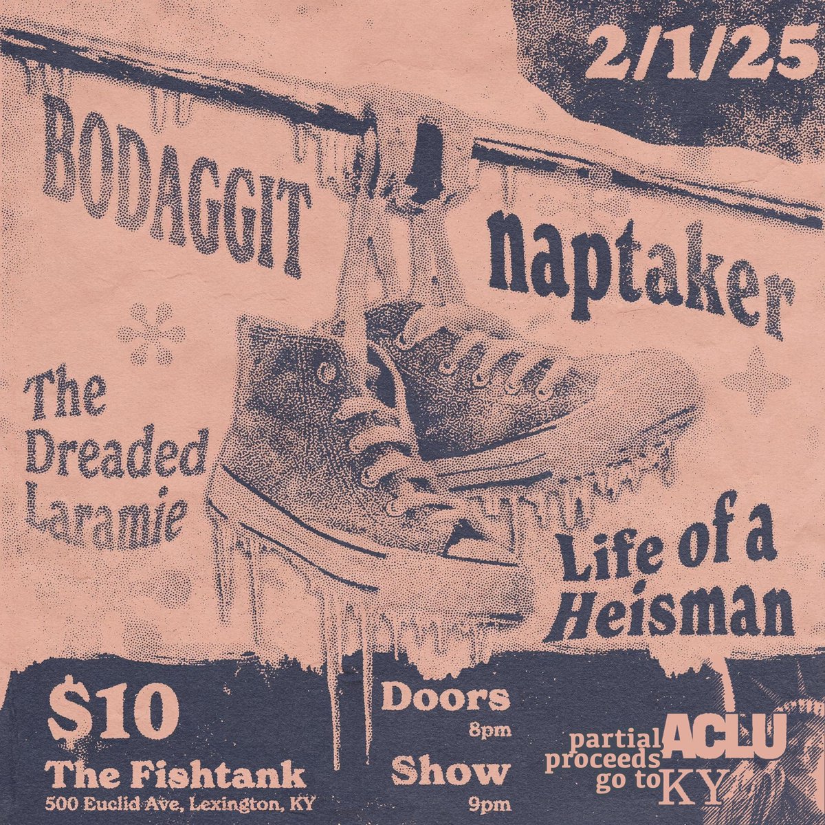 Super hot show this Saturday, also we have all agreed to donate partial proceeds from the door (as well as from some cool little raffles) to the <a href="/ACLUofKY/">Follow ACLU of Kentucky on BlueSky @acluofky.bsky</a> to help support all they do by way of litigation and advocacy for our state. Gonna be a lot of fun, hope to see you there