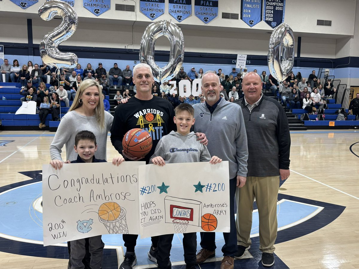CVWarriorsAthletics (@warriors_cv) on Twitter photo On January 26, 2025, Head Coach Brandon Ambrose captured his 200th career victory as a head coach. Coach Ambrose was honored at tonightβs home game for his milestone. Congratulations Coach!
#ThriveFor250 On January 26, 2025, Head Coach Brandon Ambrose captured his 200th career victory as a head coach. Coach Ambrose was honored at tonightβs home game for his milestone. Congratulations Coach!
#ThriveFor250