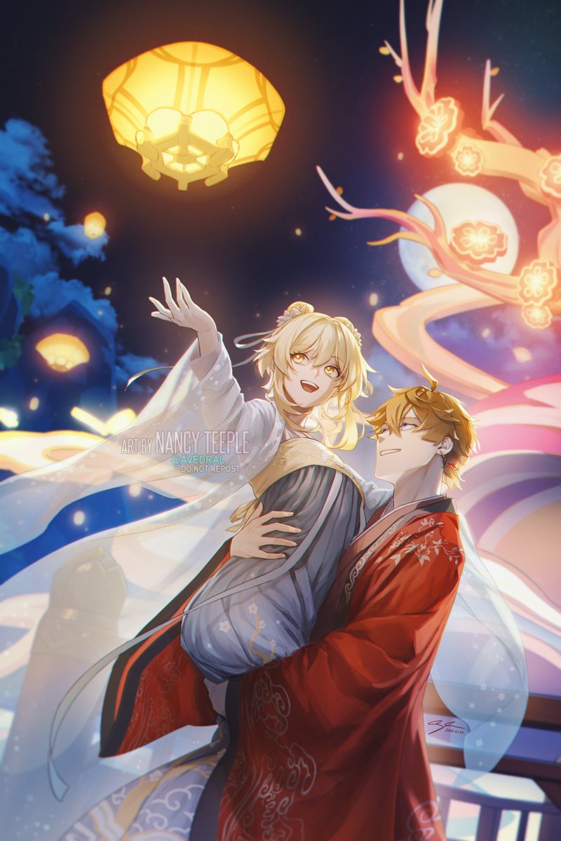 avedral's tweet image. Happy Lunar New Year! 🐍🎆

#GenshinImpact #Genshinfanart #HoYocreators #chilumi #タル蛍
