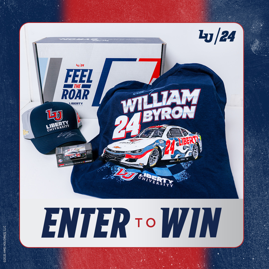 Liberty University (@libertyu) on Twitter photo Byron’s ready to make the 24 roar once more, and Liberty's ready to give away another prize pack! Follow us and repost for a chance to win items autographed by <a href="/WilliamByron/">William Byron</a>! Winner selected Feb. 4. <a href="/Hendrick24Team/">No. 24 Team</a> Byron’s ready to make the 24 roar once more, and Liberty's ready to give away another prize pack! Follow us and repost for a chance to win items autographed by <a href="/WilliamByron/">William Byron</a>! Winner selected Feb. 4. <a href="/Hendrick24Team/">No. 24 Team</a>