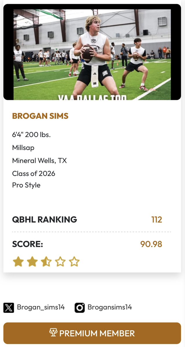 QBHitList.com (@qbhitlist) on Twitter photo Welcome to the largest QB fraternity in the country‼️
<a href="/QBHitList/">QBHitList.com</a> Premium ‘26 QB <a href="/Brogan_Sims14/">Brogan Sims</a> Millsap Hs(TX)
👀Check out his profile/film/evaluation:
⏩️⏩️⏩️ qbhitlist.com/profile/brogan…
#GetNoticed Welcome to the largest QB fraternity in the country‼️
<a href="/QBHitList/">QBHitList.com</a> Premium ‘26 QB <a href="/Brogan_Sims14/">Brogan Sims</a> Millsap Hs(TX)
👀Check out his profile/film/evaluation:
⏩️⏩️⏩️ qbhitlist.com/profile/brogan…
#GetNoticed