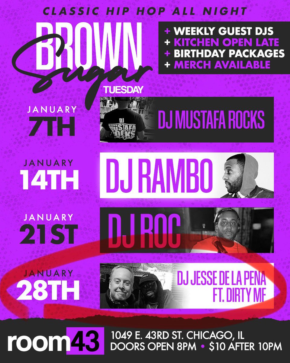 jessedelapena's tweet photo. Classic Hip Hop tonight &amp; every Tuesday @DirtyMF1 @MustafaRocks @ Room 43 https://t.co/prRKF3kTJf