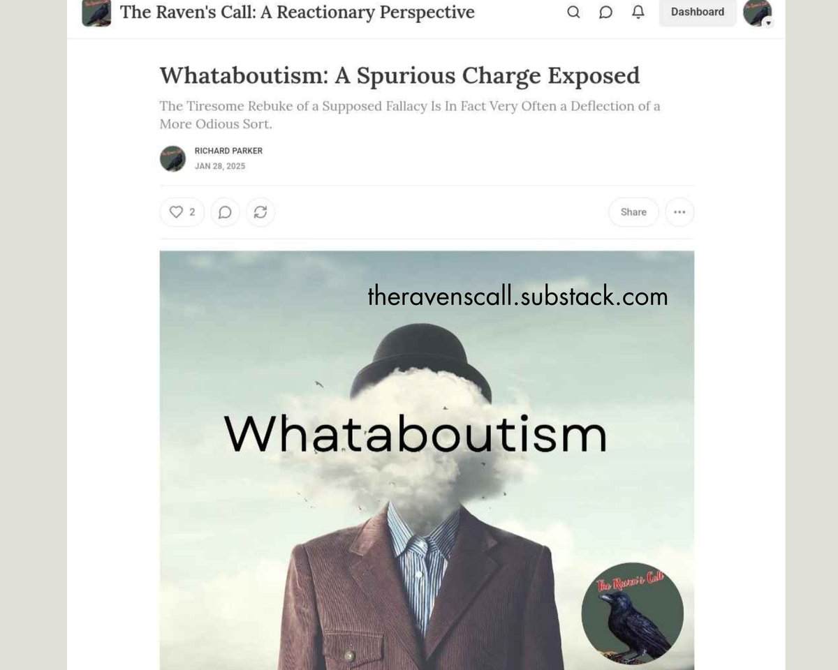 astheravencalls's tweet image. A new essay has been posted.  This essay examines and eviscerates the bogus fallacy of "whataboutism," which has become a favorite calling-card and conversation of the left over the past several years. Link in reply. #whataboutism