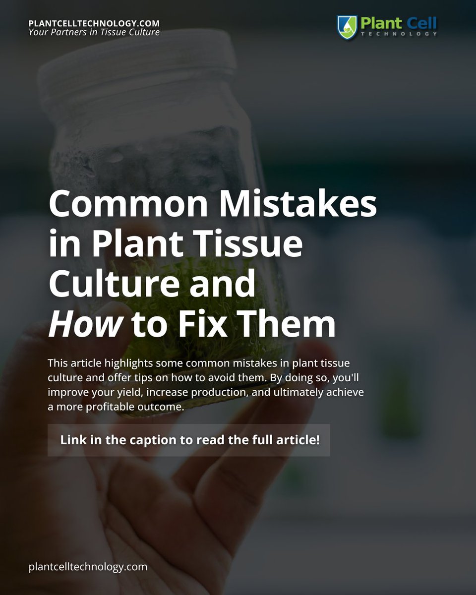 Don’t let small mistakes hold you back—this guide will help you refine your techniques and grow with confidence.

Curious to know more? Click this link to read the full article and step up your tissue culture game: plantcelltechnology.com/blogs/blog/com…

#LabHacks #PlantTissueCulture
