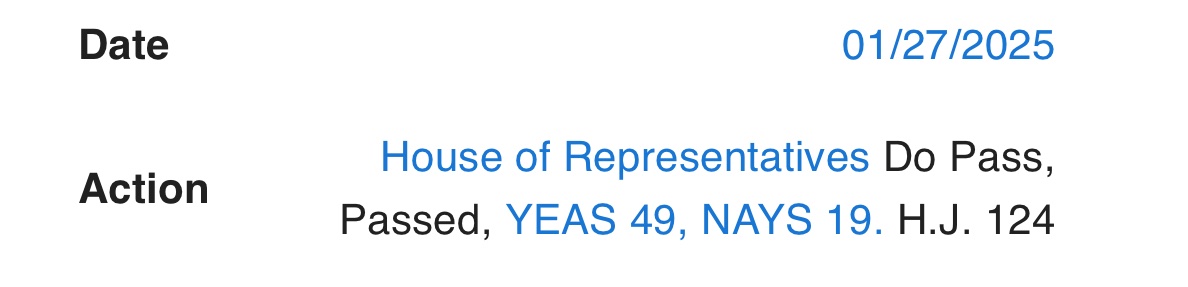 The South Dakota bill prohibiting the use of eminent domain for #CO2 #pipelines has moved another step forward.  49-19. Trouble for Summit if things continue in this direction.  Would the new Governor sign this into law if it passes the Senate? #45Q