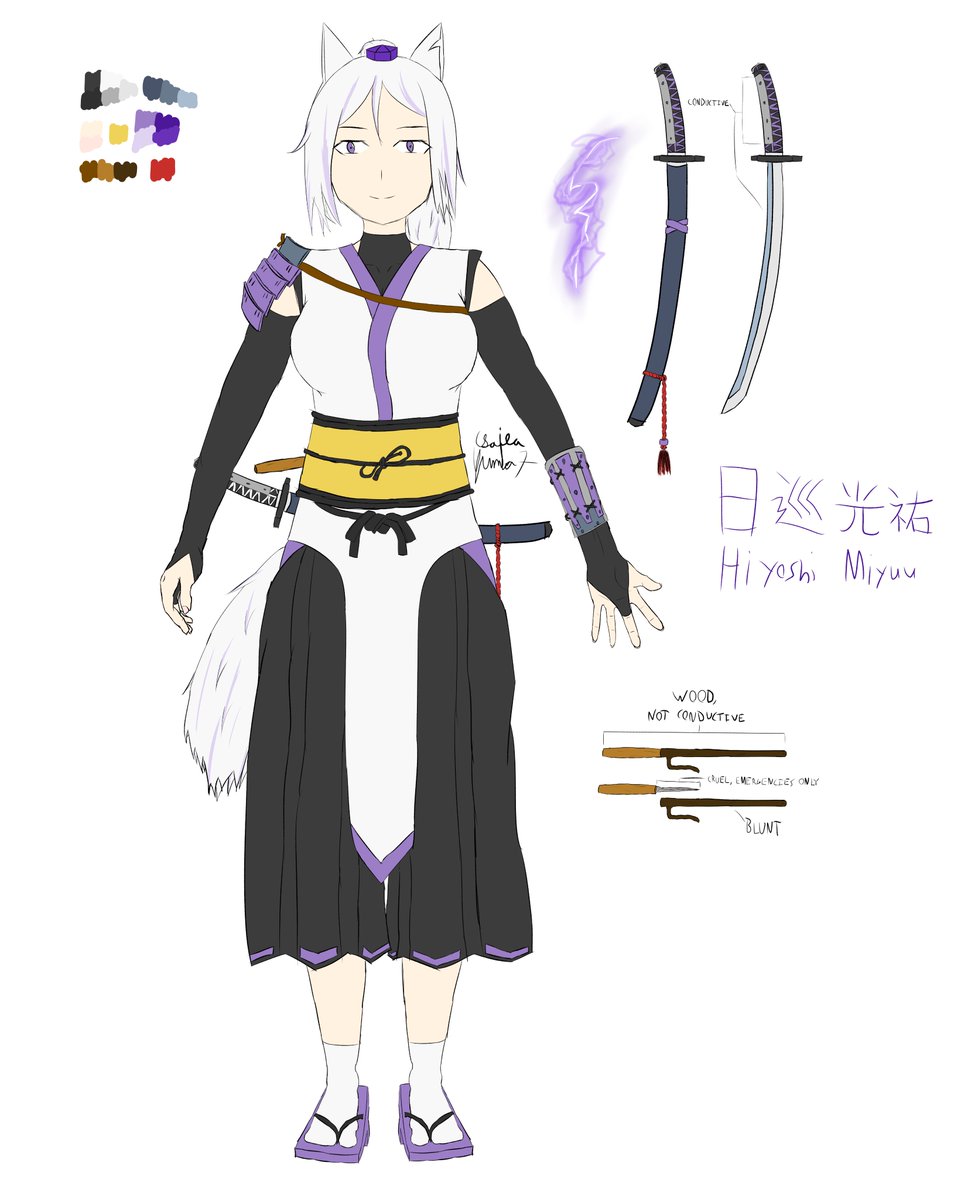 Yumio_7's tweet photo. This is Hiyoshi Miyuu, she's a white wolf tengu based on a Raijuu!

I wasn't planning on making an OC so quick after starting to draw, but here we are.
#東方Project https://t.co/YzS9mrf8fQ