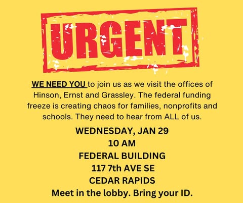 BlogforIowa's tweet photo. Past time for calling. It's time to start showing up. Wednesday 10 am. #iowa #cedarrapids #easterniowa #ernst #grassley https://t.co/8krcNtyEYk