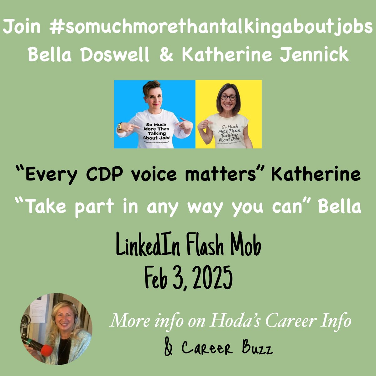 Right Career Fit - Hoda KIlani (@rightcareerfit) on Twitter photo Join the Flash Mob if you are on LinkedIn.
Listen to my conversation with Katherine Jennick <a href="/k_jennick/">Katherine Jennick-Creator of What's Your Strength®</a> and Bella Doswell for more info or check out their profiles on LinkedIn.
soundcloud.com/dr-hoda-kilani…
#somuchmorethantalkingaboutjobs Join the Flash Mob if you are on LinkedIn.
Listen to my conversation with Katherine Jennick <a href="/k_jennick/">Katherine Jennick-Creator of What's Your Strength®</a> and Bella Doswell for more info or check out their profiles on LinkedIn.
soundcloud.com/dr-hoda-kilani…
#somuchmorethantalkingaboutjobs