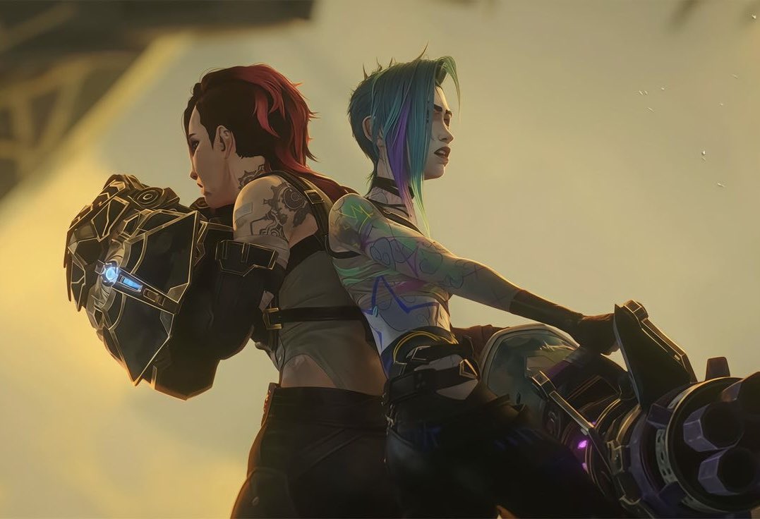 foxiecult's tweet photo. jinx’s final look had references to vi, ekko, and isha cuz surprise surprise!! jinx is a human being that can love multiple people and experience different forms of love, all at the same time! 🤯 https://t.co/JQrhJo9WgI