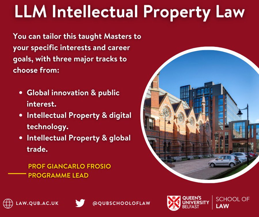 Giancarlo Frosio (@gcfrosio) on Twitter photo Enrollment is open for the🌐globally-focused LLM in #IP Law <a href="/qubschooloflaw/">QUB School of Law</a>: tinyurl.com/ye67xyjy. It focuses on IP intersection with 🎨creative industries, 🚑 health & life sciences, 🤖 new tech, and fundamental rights👥. Explore our <a href="/GIPTechCentre/">G-IPTech Centre</a>➡️tinyurl.com/5n8abf5r Enrollment is open for the🌐globally-focused LLM in #IP Law <a href="/qubschooloflaw/">QUB School of Law</a>: tinyurl.com/ye67xyjy. It focuses on IP intersection with 🎨creative industries, 🚑 health & life sciences, 🤖 new tech, and fundamental rights👥. Explore our <a href="/GIPTechCentre/">G-IPTech Centre</a>➡️tinyurl.com/5n8abf5r