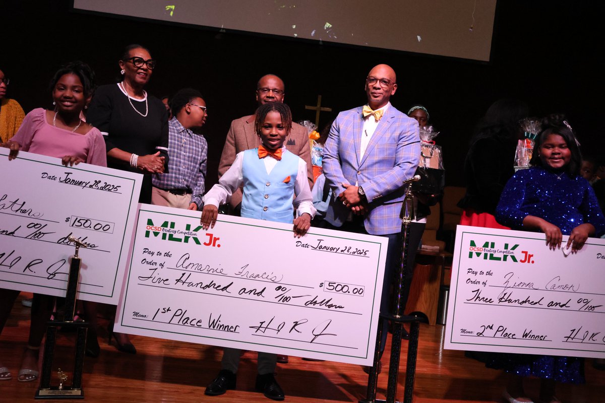 Congratulations to our talented students! 🎉 Armanie Francis from Elloree Elementary took home 1st place, Zionna Carmon from Dover Elementary secured 2nd place, and Kiah Gathers from St. James-Gaillard Elementary earned 3rd place in this year's MLK Jr. Oratory Competition.