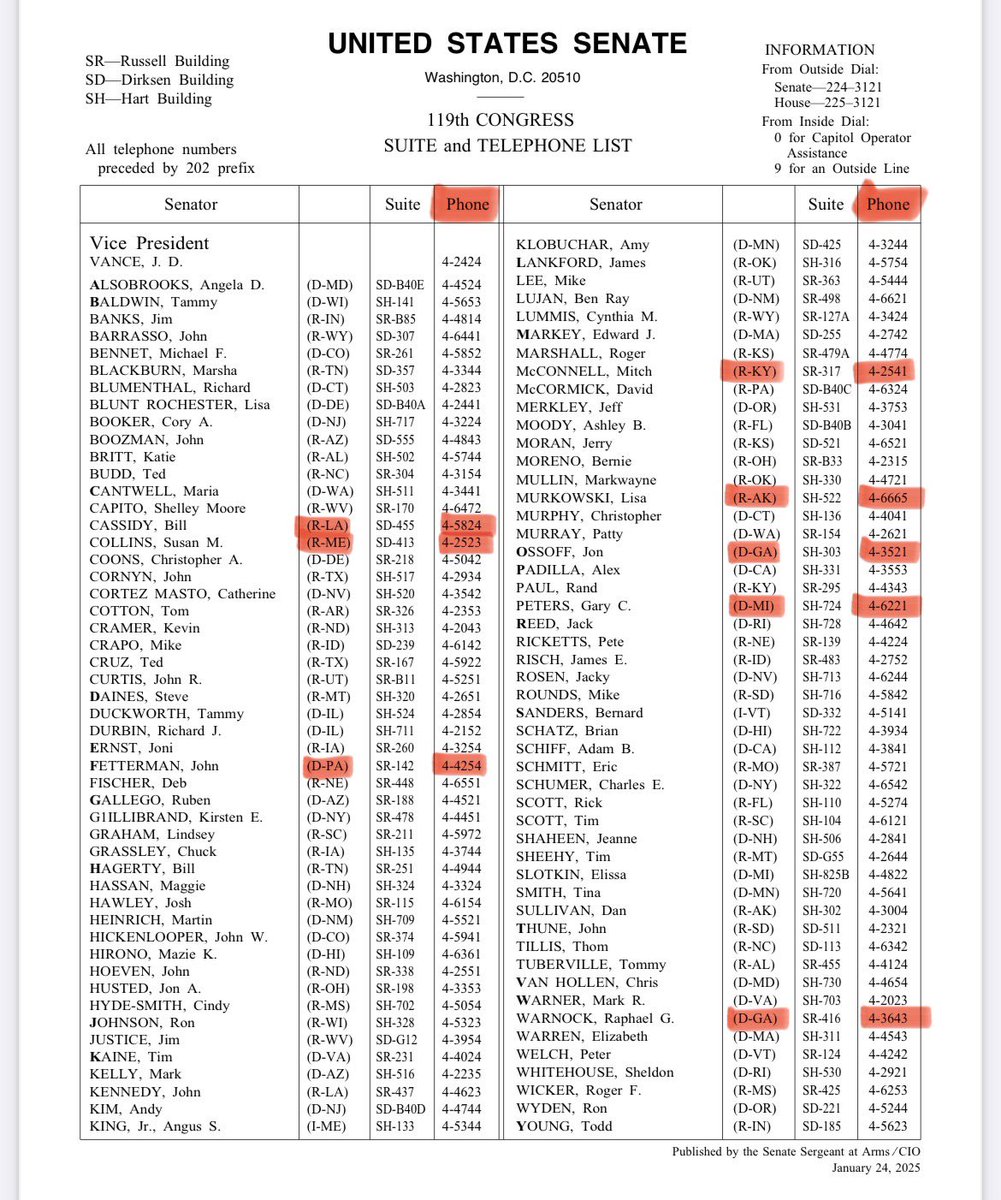 <a href="/elonmusk/">Elon Musk</a> <a href="/RobertKennedyJr/">Robert F. Kennedy Jr</a> Tomorrow morning, please call each of your Senators &amp; ask them to vote YES on <a href="/RobertKennedyJr/">Robert F. Kennedy Jr</a> for HHS. 

To our dear MAHA community, we stand united. 

🤝

You will dial 202-224-(the last 4 numbers indicated below, respectively).