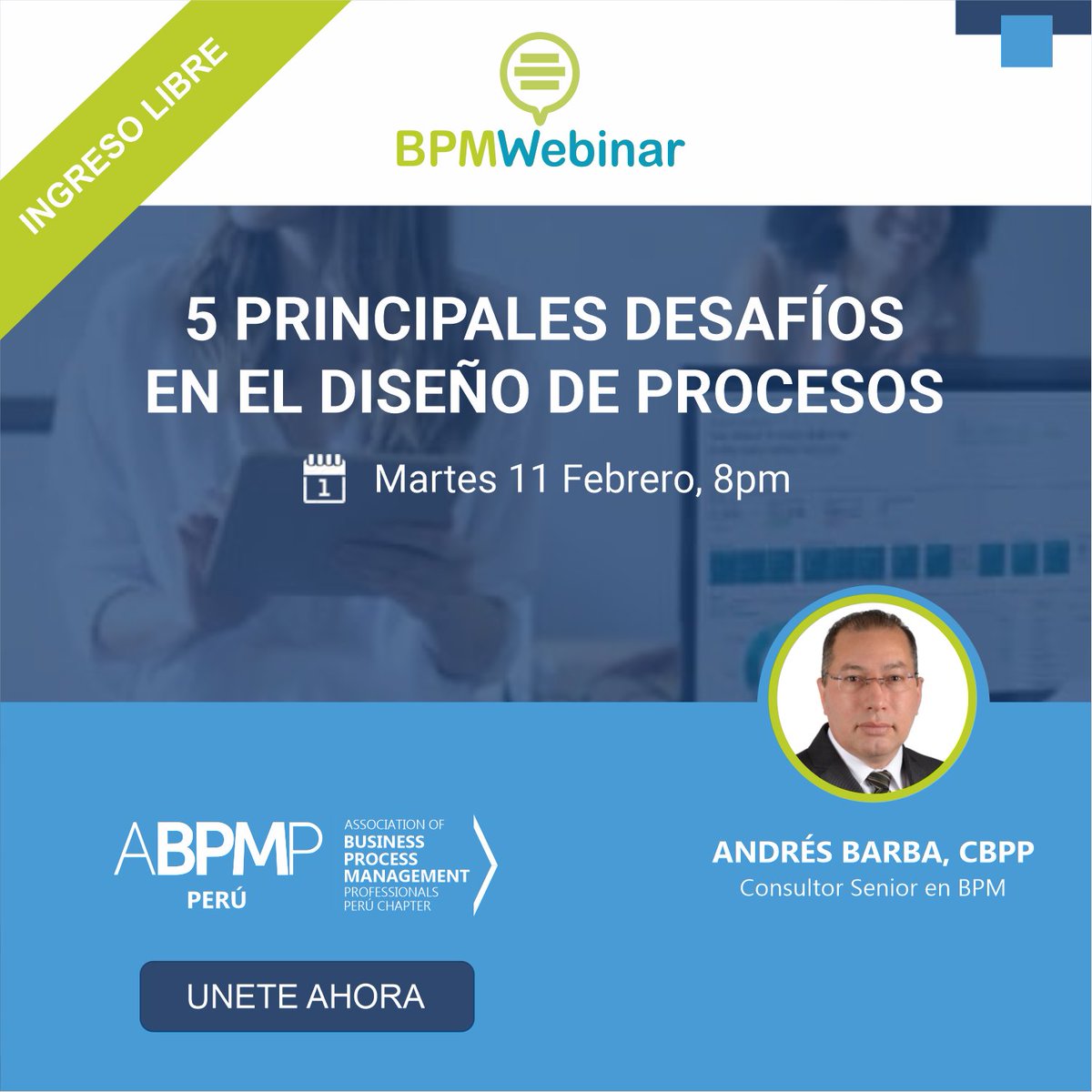 ABPMPpe's tweet photo. 🚀 ¡No te pierdas el BPMWebinar 2025-I! 🌟
Tema: 5 Principales Desafíos en el Diseño de Procesos
¡Este evento es para ti!
📅  Fecha &amp; Hora: Martes 11 de Febrero 🇵🇪 Perú
👉 Inscríbete aquí: https://t.co/sF6sSzcZPb
🔹 Organizado por la ABPMP PERU CHAPTER
#abpmp #bpm #abpmpperu https://t.co/ULohlEUcvl