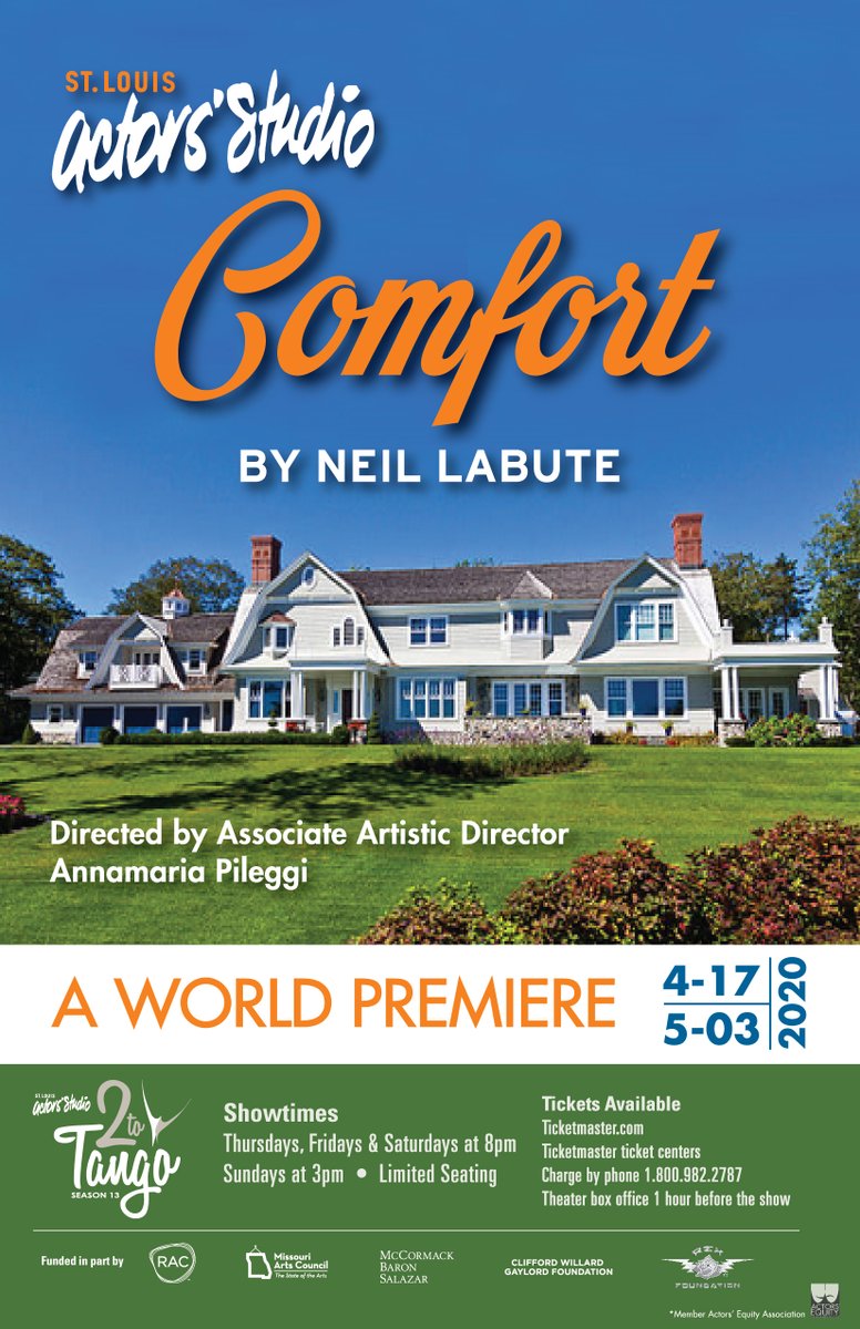 contemptent's tweet image. COMFORT. one of my more recent plays that had its world premiere at the excellent st. louis actors&apos; studio (under the artistic directorship of william roth). simple poster for a complex play, coming soon to new jersey rep (or perhaps a theater near you). #theater #neillabute
