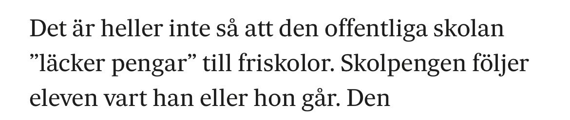 Nej, NEJ, ”skolpengen följer inte eleven vart han eller hon går”. Skolpengen betalas ut till skolkoncernens huvudman/moderbolagets styrelse som sedan bestämmer hur mycket av skolpengen som  ska skickas till elevens rektor.
