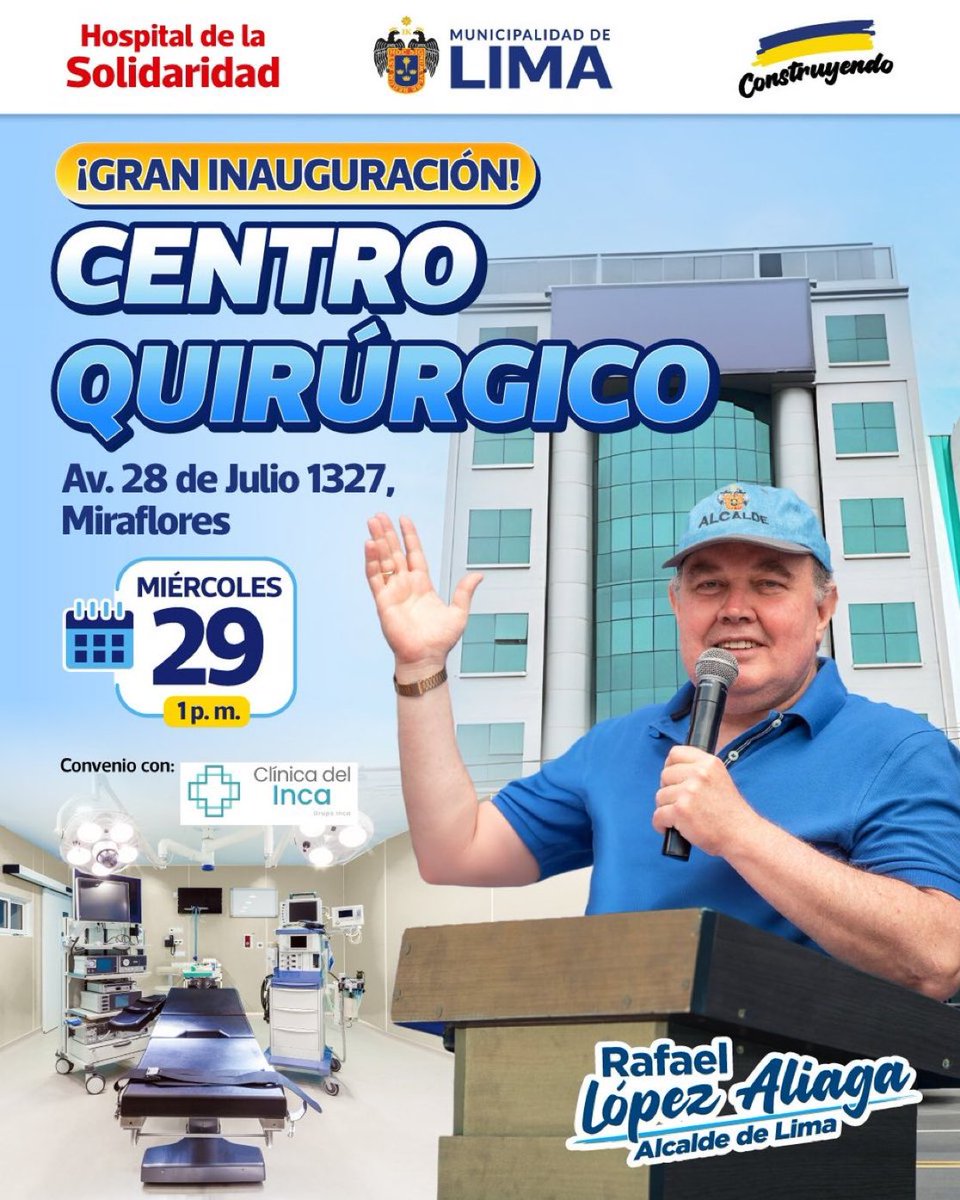 rlopezaliaga1's tweet photo. ¡Un nuevo centro quirúrgico para Lima! 👨🏻‍⚕️👩🏻‍⚕️

Mañana inauguramos un moderno espacio de alta complejidad, equipado con última tecnología. 

¡Más salud para los limeños! https://t.co/HXBOitObqt