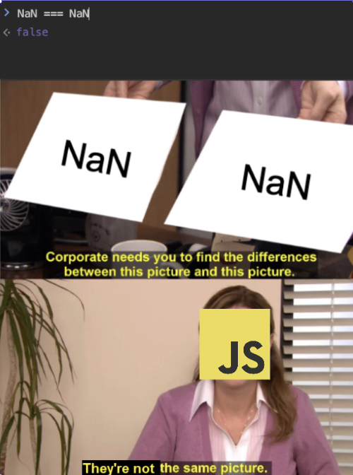 PR0GRAMMERHUM0R's tweet photo. javascriptNaNIsWeird https://t.co/lTTwL1jaYH https://t.co/0Y7b3rnYGD