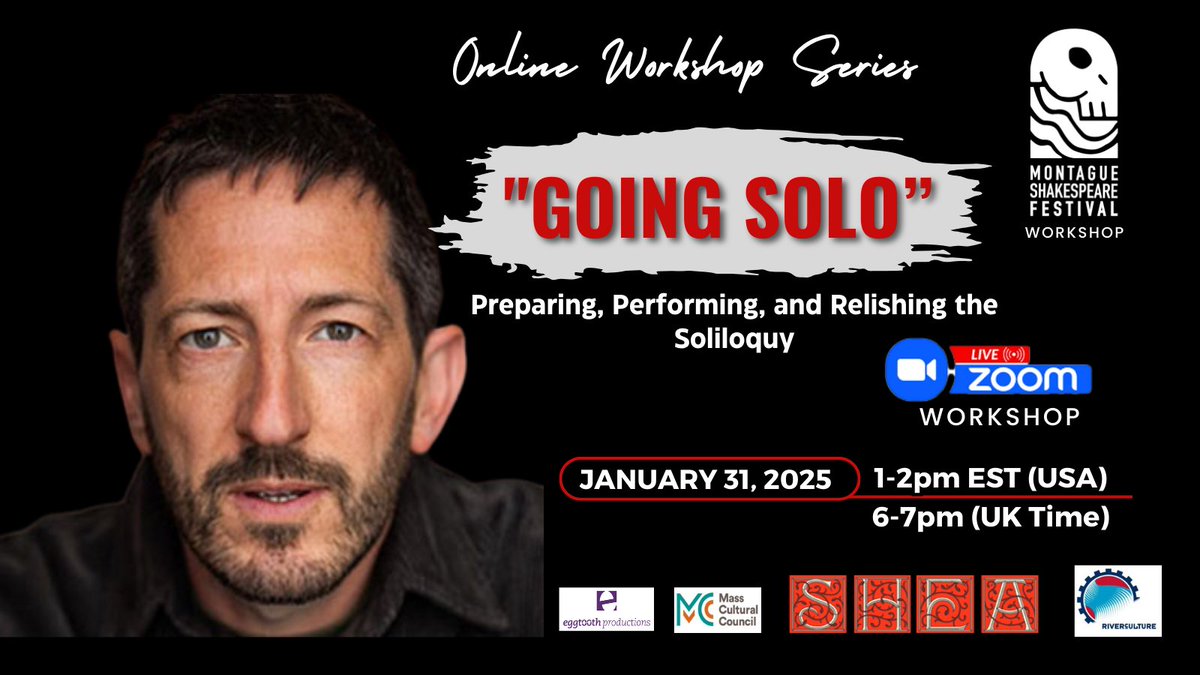 “Going Solo” - Preparing, Performing, and Relishing the Soliloquy

Join Us for an Exclusive Zoom Workshop! 
Facilitator: Ben Addis (Actor, Radio Actor) 
Zoom Workshop Schedule: January 31, 2025 
1:00-2:00 PM EST (USA) / 6:00-7:00 PM (UK Time)
Cost: $25 

montagueshakespearefestival.com/ben-addis-goin…