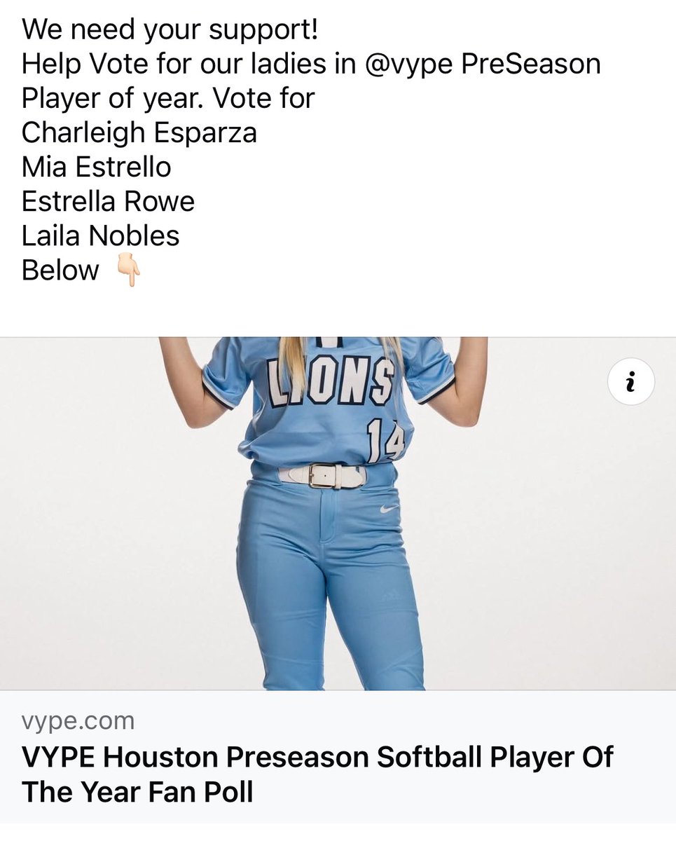 Strykers National Esparza 🚂 (@nationalesparza) on Twitter photo These ladies need your support!
<a href="/charleigh2025/">charleigh esparza</a> <a href="/EstrelloMia/">Mia Estrello</a> <a href="/LailaNobles/">Laila Nobles</a> <a href="/EstrellaRowe9/">Estrella Rowe</a>
Help vote for them as Preseason Player of the year <a href="/vypehouston/">VYPE Houston</a> These ladies need your support!
<a href="/charleigh2025/">charleigh esparza</a> <a href="/EstrelloMia/">Mia Estrello</a> <a href="/LailaNobles/">Laila Nobles</a> <a href="/EstrellaRowe9/">Estrella Rowe</a>
Help vote for them as Preseason Player of the year <a href="/vypehouston/">VYPE Houston</a>