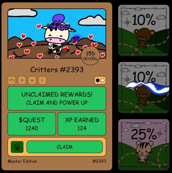 simotuki_nao's tweet photo. ✅@crittersquest
🥩NFT staking
📷There was a lot of reward today!
#MUDCLAW $QUEST https://t.co/GKcCiCwNg4