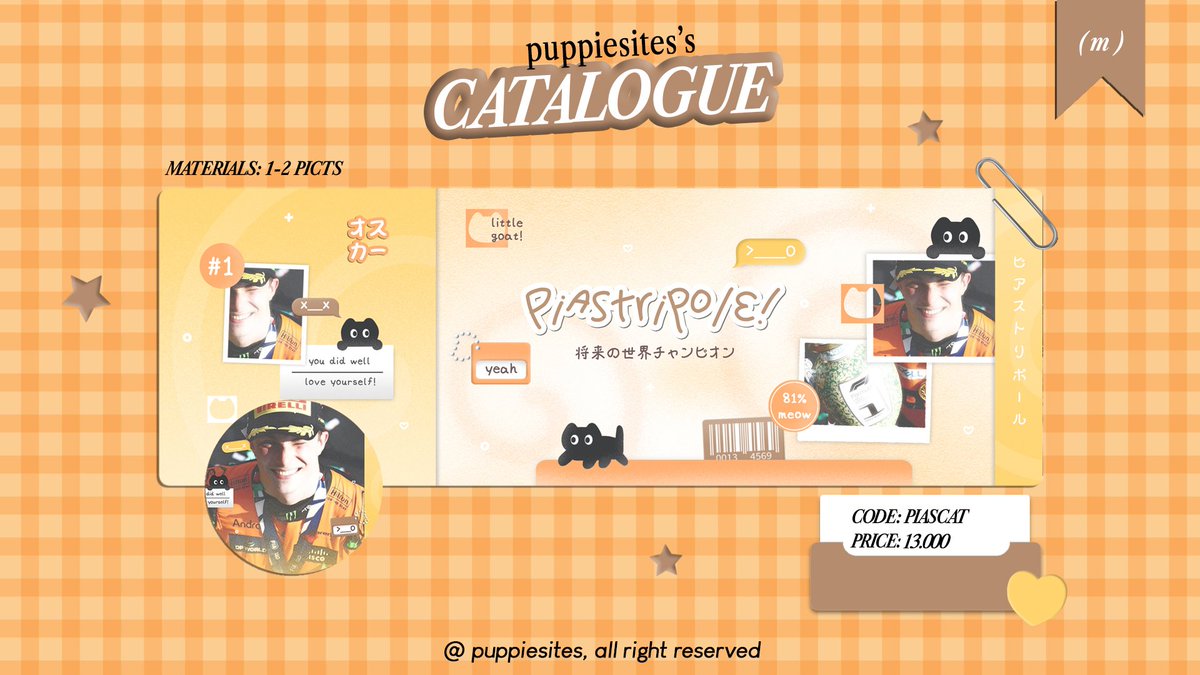 puppiesites's tweet image. 🐾 a repost will be appreciated!

hallo teman-teman, aku open req untuk katalog piascat &amp;amp; reverse dengan harga khusus 10k untuk edisi imlek hehe! katalog ini bisa buat couple juga yaa. yang berminat bisa dm aku untuk isi formnyaa timaaciii 🩷
#zonauang #zonaba