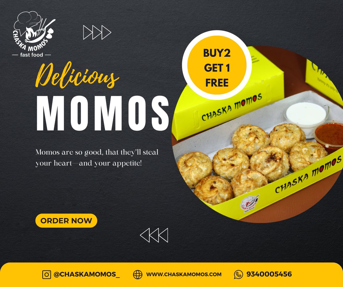 ChaskaMomos_'s tweet photo. Momo lovers, this one’s for you! 🥟💛 From crispy, cheesy, and spicy to tandoori,and gravy-filled goodness—Chaska Momos brings you a 100 flavors of pure bliss! 🤩

💯 Unique Varieties. 💯 Unstoppable Taste.
Which one’s your favorite? 😍👇

#ChaskaMomos #100FlavorsOfHappiness https://t.co/FU5Hp9YPtT