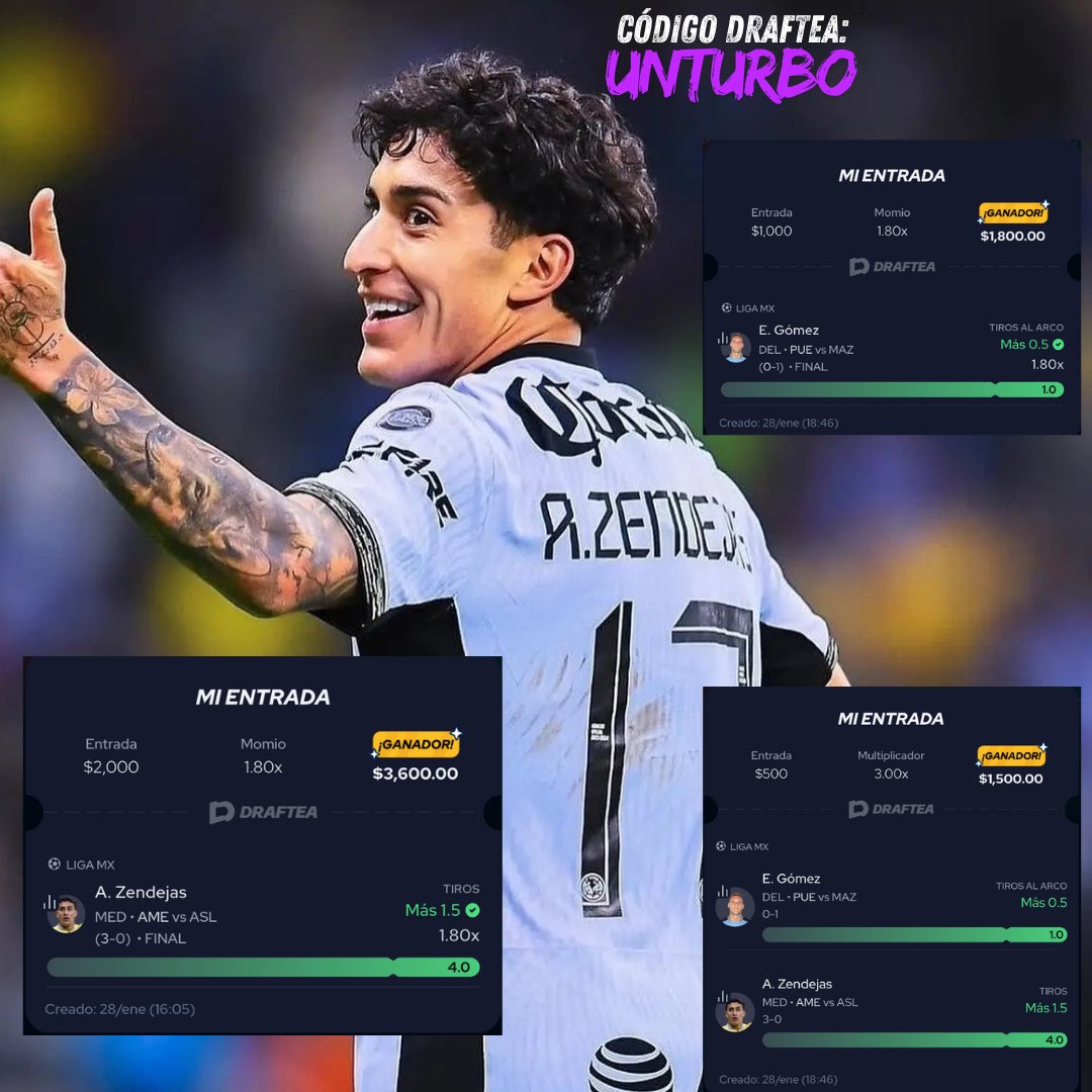 BernardoPicks's tweet photo. Otra FUNBET de LIGA MX a la bolsa en @Draftea_Mexico 🇲🇽💰

Se van $500 para alguno que le de like 🫶, RT y me siga en X

Descarga el app y usa el código: UNTURBO para que te regalen 4 APUESTAS GRATIS en tu primer depósito en la app 🎁💰 https://t.co/71reLqSVEl