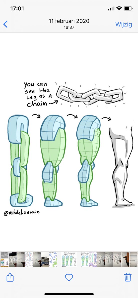 Drawing the legs. Use curves and contrast to keep them strong. 
