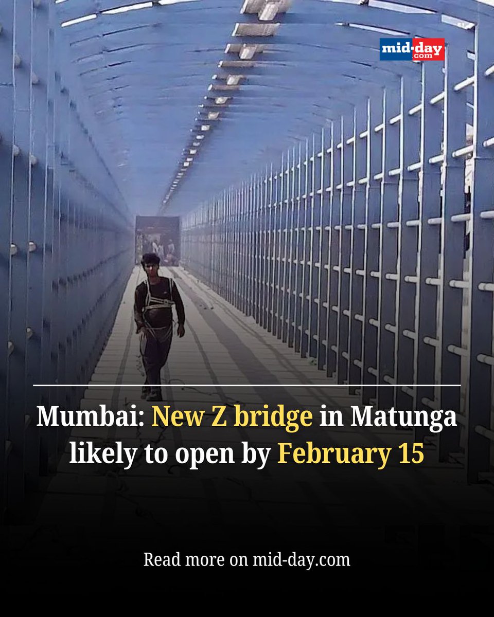 mid_day's tweet photo. A year after the old #Zbridge connecting Matunga and Matunga Road stations was closed, commuters continue to face inconvenience. The bridge, in poor condition, is now in its final reconstruction phase. Officials say the new, wider structure will enhance accessibility and is expected to open by February 15.
Via: @rajtoday
#Mumbai #RailwayBridge #CentralRailway #MumbaiNews