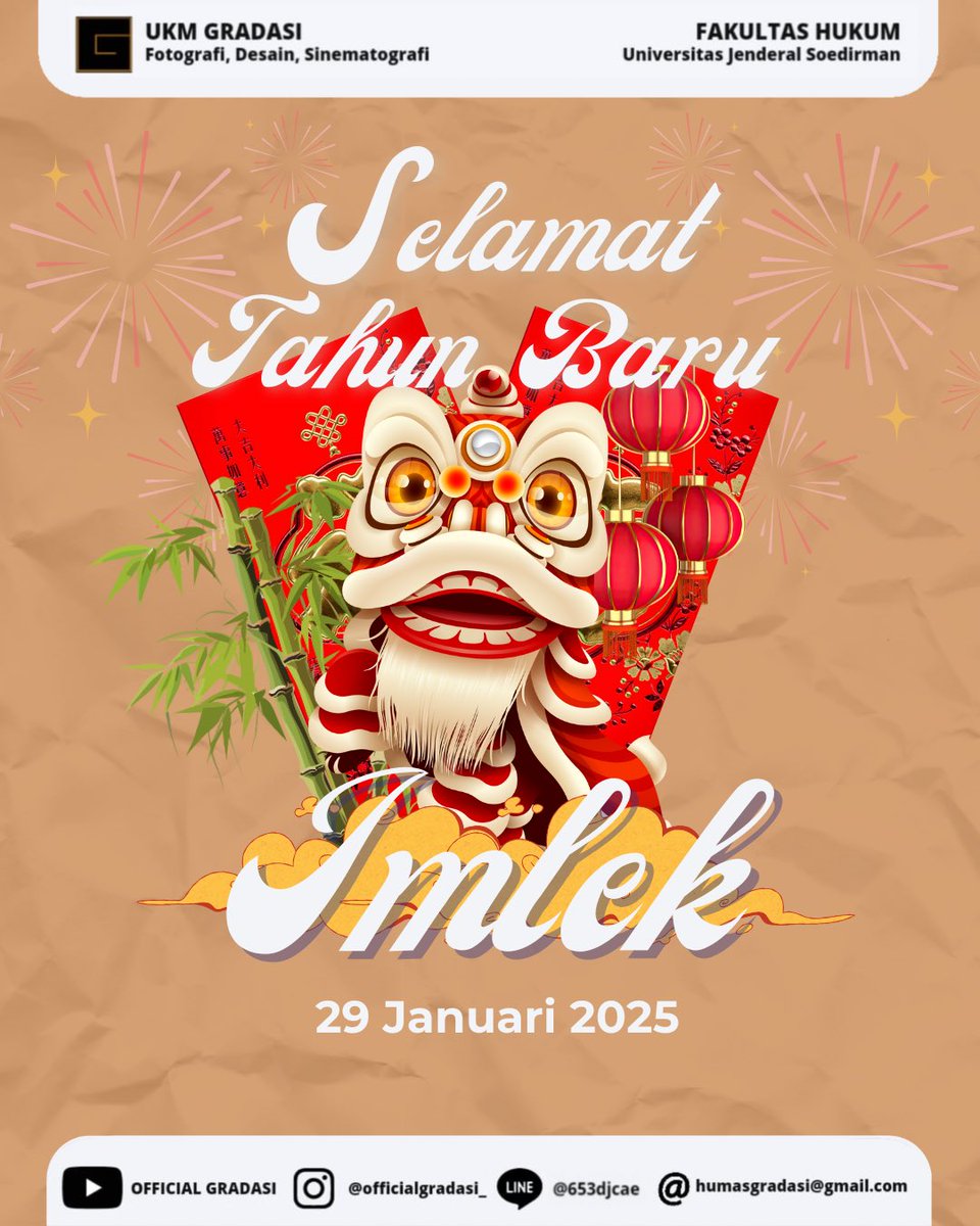 Officialgradasi's tweet photo. [MEMPERINGATI HARI IMLEK 2025]

A Love Letter, from GRADASI!
Hallo, Sobat Gradasi 📸

Gong Xi Fa Cai! Semoga tahun ini penuh berkah, rezeki melimpah, dan semua doa baikmu terkabul.

GRADASI? IN ART, WE TRUST 🌈✨

#Imlek2025 
#InArtWeTrust 
#GRADASI 
#UNSOED https://t.co/WZ4SgBMqZ1