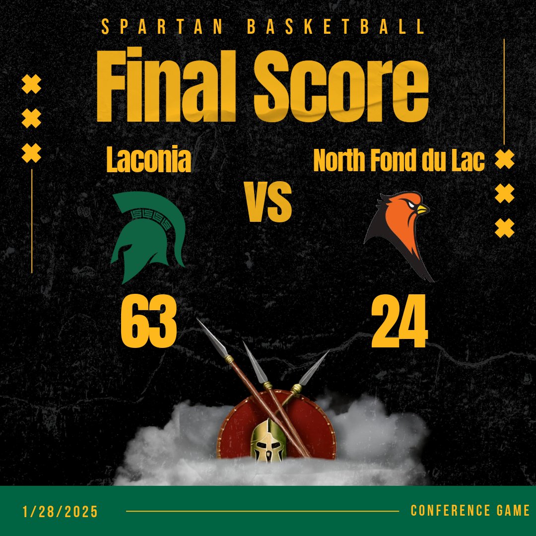 LaconiaHoops's tweet image. Spartans earn the win at North Fond du Lac to move to 14-2 on the season! #OneFist #DYJ 

#wisbb @ColtonWilson23 @WisBBYearbook