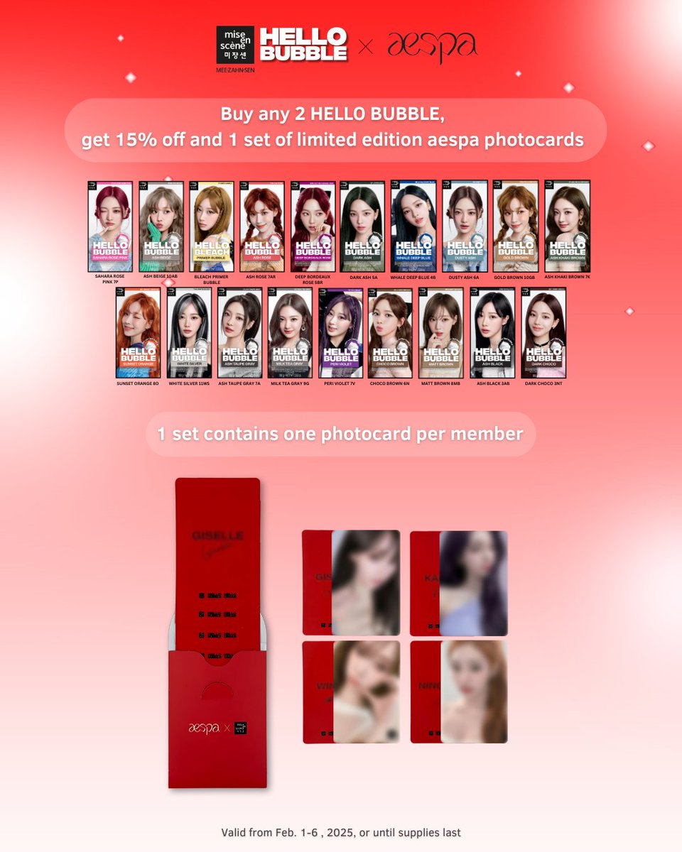 capyblues's tweet photo. —#ririsells
wts lfb ic ph
Mise En Scen Hello Bubble Hatian

Hair Color: 250 ea
Photocard: 150 ea

- must take all to push
- prices may still change (est. prices only)
- 50% nrdp payo, rb once in transit to my add

karina giselle winter ningning aespa pc poca sell https://t.co/kbtjhGX4Fp