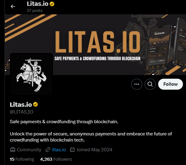 otential Airdrop | Super Early
Project: Litas.io
Project Type: RWA Crowdfunding/Blockchain
Raised $ 20.00M
Cost: $0
How?
Register here:
wallet.litas.io/invite/jaygaza
1. Create Using your Gmail Account
2. Click Mine
3. Activate Miner
4. Claim Every 3 hours