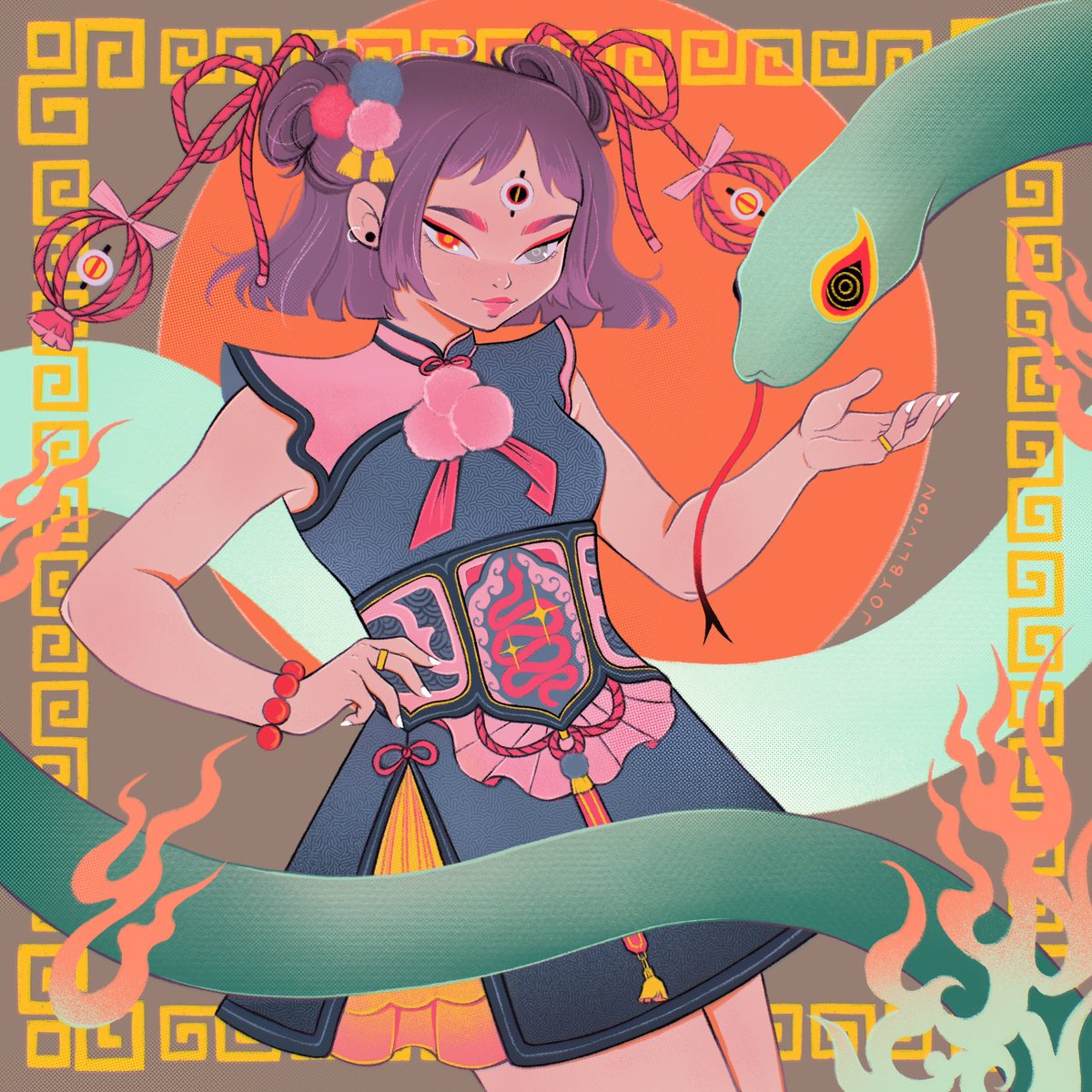 Year of the Snake art 🐍🧧✨ #LunarNewYear