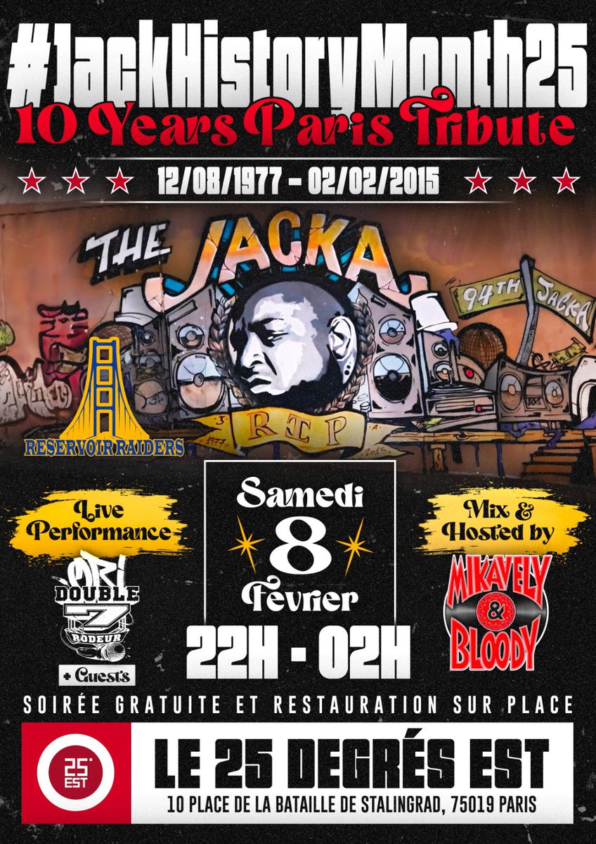 Le samedi 8 février 2025 on organise une soirée hommage au très regretté @officialjackamobfigaz 🕊️👑 💐 qui marquera les 10 ans depuis sa disparition le 02/02/2015 🕯️