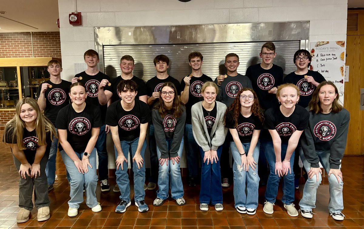 nrubenthaler's tweet image. Swede Quiz Bowl competed two teams in the Ogallala Invite today. 🏆 Our Varsity team ended the day as Champions and the JV team finished their tournament in 2nd place. Go Swedes! @TillerMargaret @SwedesAD @GBurgSwedes