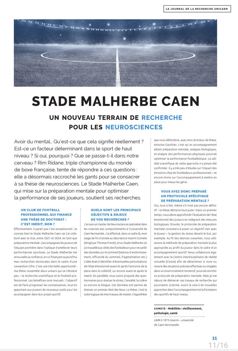 Quand le monde du #sport de la #recherchescientifique et de l'#université collabore au profit de la #santémentale du sportif. 😎
