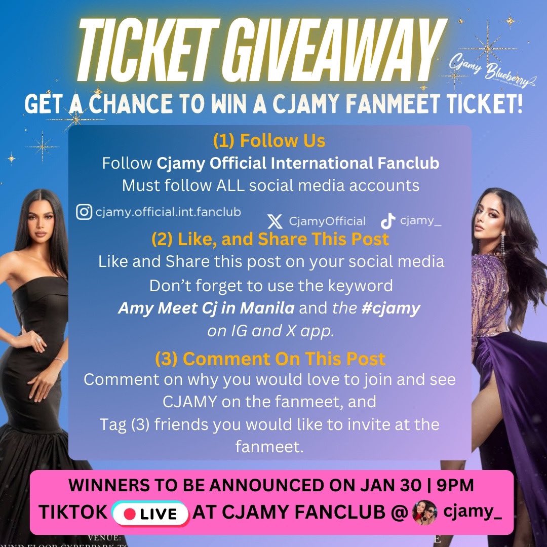 CjamyOfficial's tweet photo. What are you waiting for, this is your chance to meet Cjamy in person for free 🙈🫶🩵🩷

@cjopiaza @amyviranya @Yogurtsama1 @laurenparky 

#Cjamy #CjOpiaza #AmyViranyaBerry #CjAmyBlueBerry #BlueBerry #AmyBerry #ChristineJulianeOpiaza #Berryontop #CjamyOfficialIntfandom https://t.co/C0IP2YhHMH