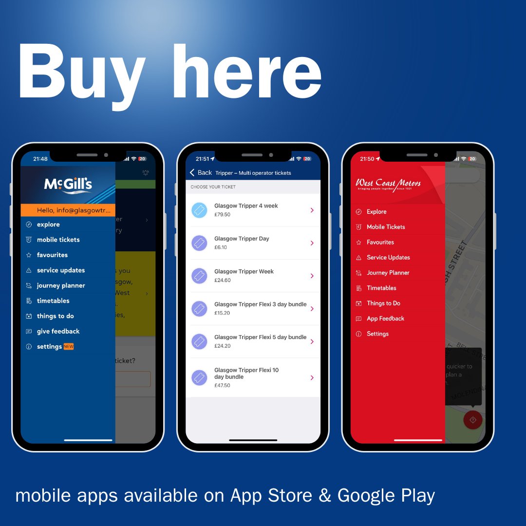 Looking for a great-value ticket that lets you travel across the services of the city's top bus companies for less than £3* per day?  Look no further than Glasgow Tripper!
*based on buying our 4-week mobile Tripper ticket at £79.50.