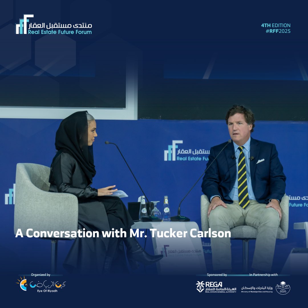 From headlines to market shifts, media plays a pivotal role in shaping perceptions and investment trends. At #RFF2025, Mr. Tucker Carlson discusses the power of storytelling in real estate and its impact on the industry’s future.

#منتدى_مستقبل_العقار