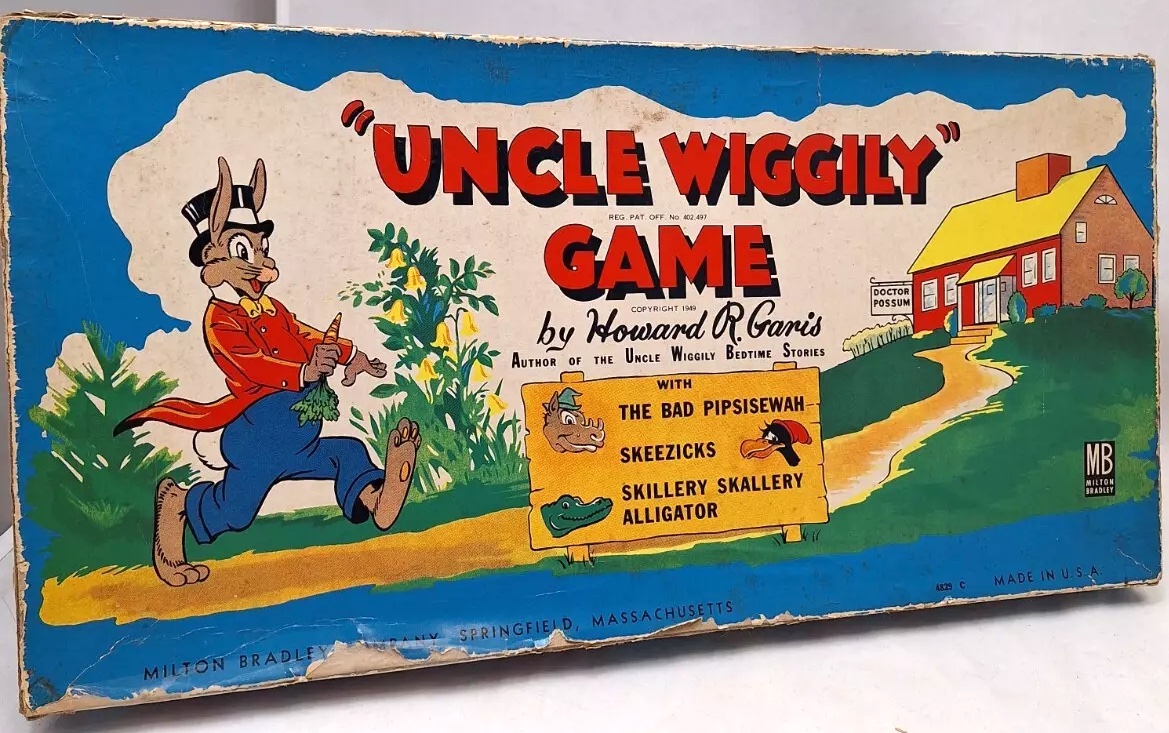 1949 Uncle Wiggily Puzzle jigsaw by Howard R. Garis. Milton Bradley

1955 Uncle Wiggily by Howard R. Garis. Milton Bradley 28 piece jigsaw puzzle

1949 "Uncle Wiggily" Game by Howard R. Garis. Milton Bradley board game