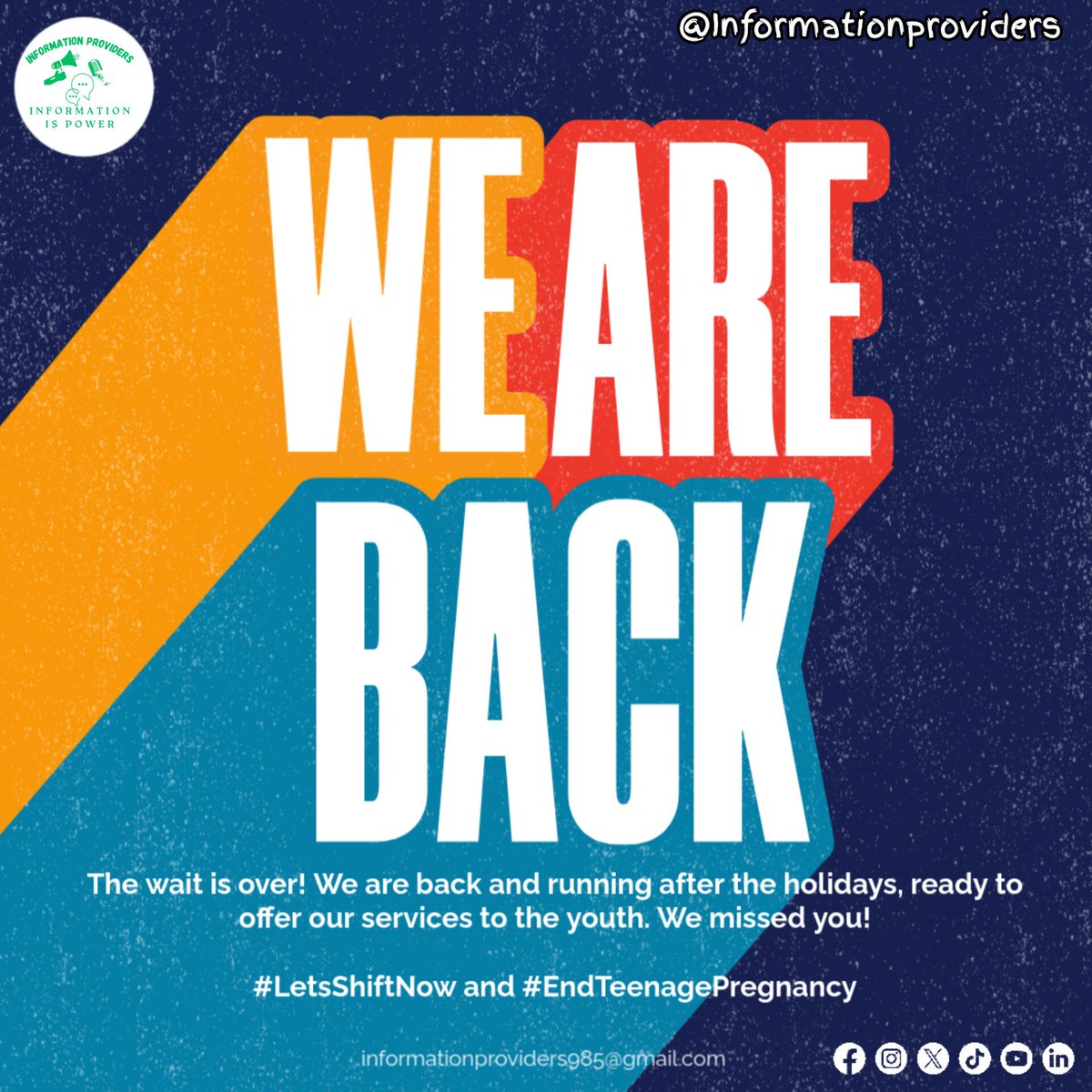 INFORMATIO43534's tweet image. We are back 2025 new year , new willings
#LetsShiftNow and #EndteenagePregnancy