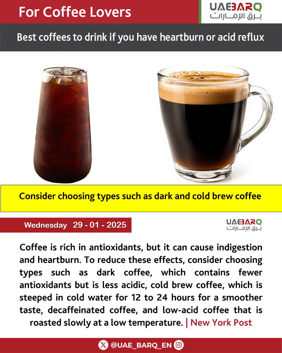 UAE_BARQ_EN's tweet image. Best #coffees to drink if you have heartburn or acid reflux. 

#UAE_BARQ_EN
