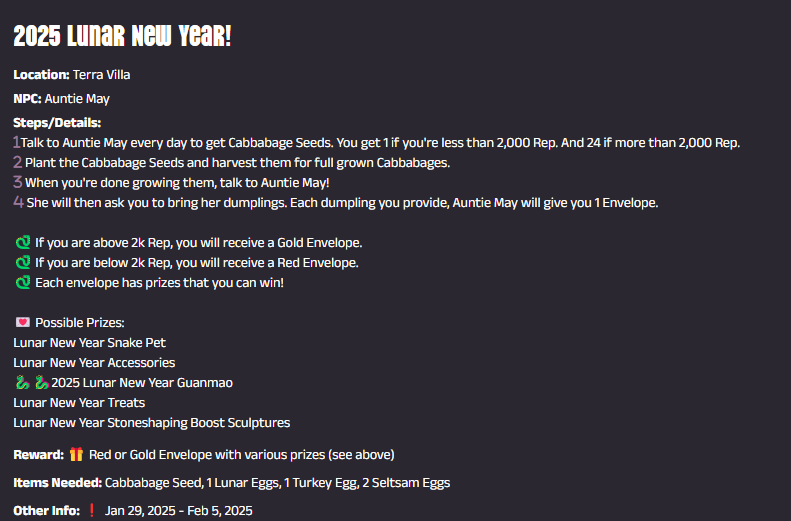 🐍 Happy Lunar New Year to my fellow mates that celebrate ╰(*°▽°*)╯

New quest just dropped in Pixels! Be sure to check it out q(≧▽≦q) Working on the Website to bring you much more content in better ways. Look forward to updates! <a href="/pixels_online/">Pixels</a>