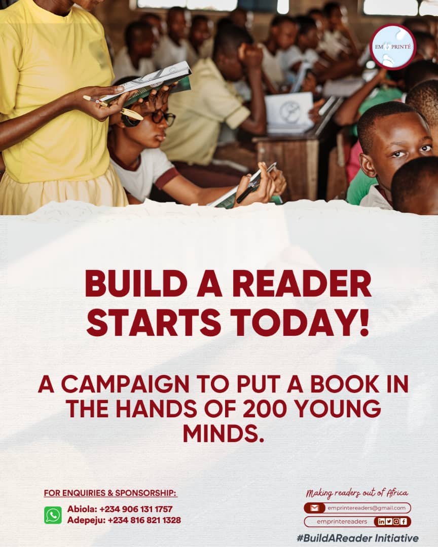 emprintereaders's tweet photo. Build A Reader starts today!!!!
We are live at Community High School, Ibadan.
Follow us as we drop live updates of the campaign.
#BuildAReader #emprintereaders https://t.co/mgoACqWodv