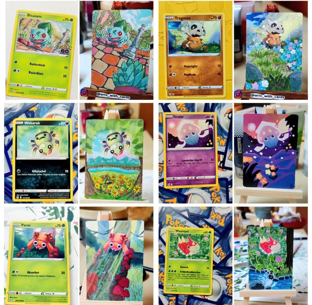 Wren_schreibt's tweet photo. Es suchen noch ein paar bemalte #Pokemon Karten ein neues Zuhause, bei Interesse an diesen oder einem anderen Kartenprojekt schreibe mir gerne eine PN. #Kunst #Wrenmalt #TCG #Spielkarten #nerdig https://t.co/0JCOQAzZ28
